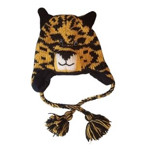 Leopard Knit Animal Hat with Ear Flaps